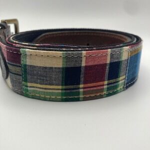 Castaway Nantucket Mens Tartan Plaid Belt 42 Made in USA Coastal Preppy Nautical